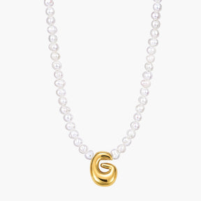 Pearl Bubble Initial Necklace