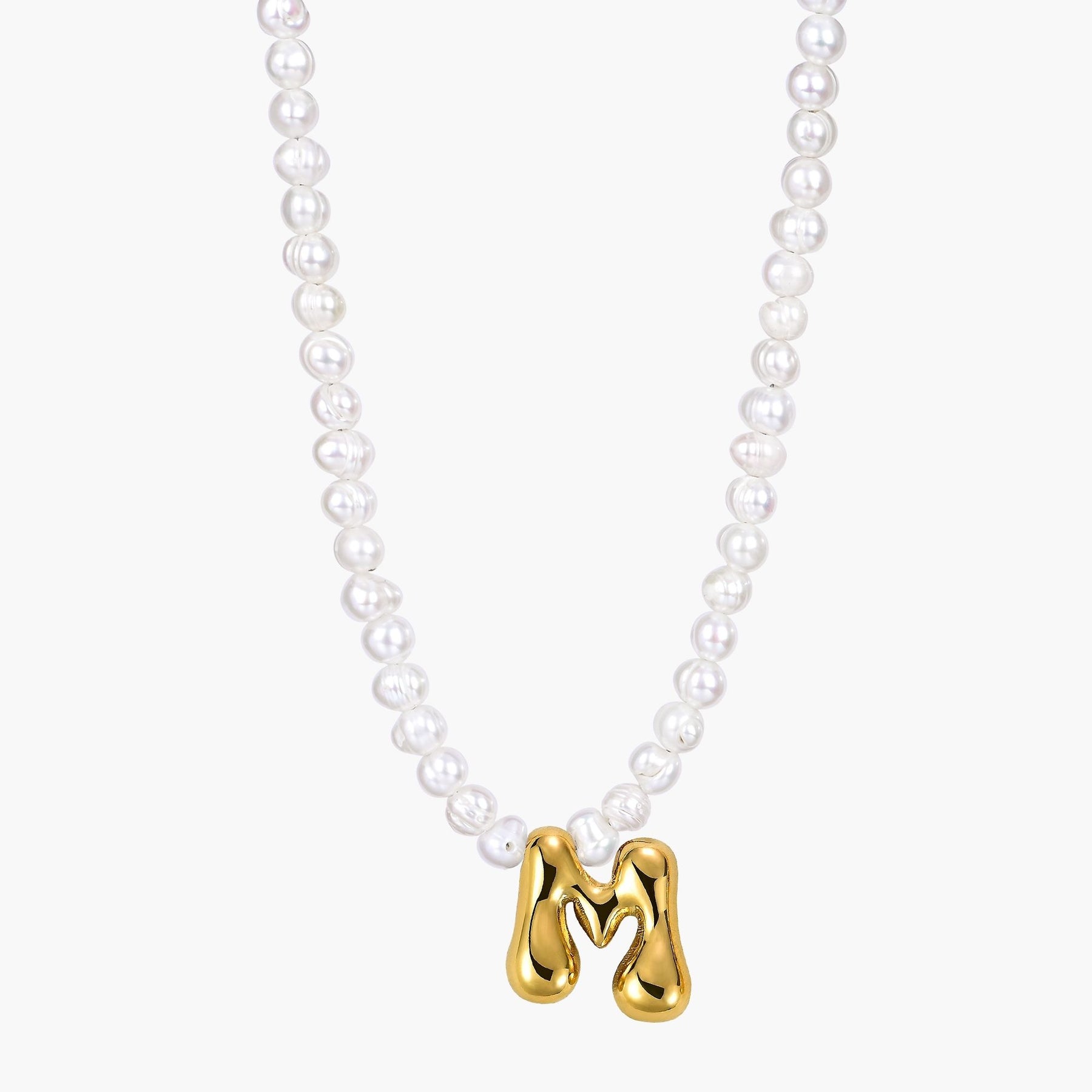 Pearl Bubble Initial Necklace
