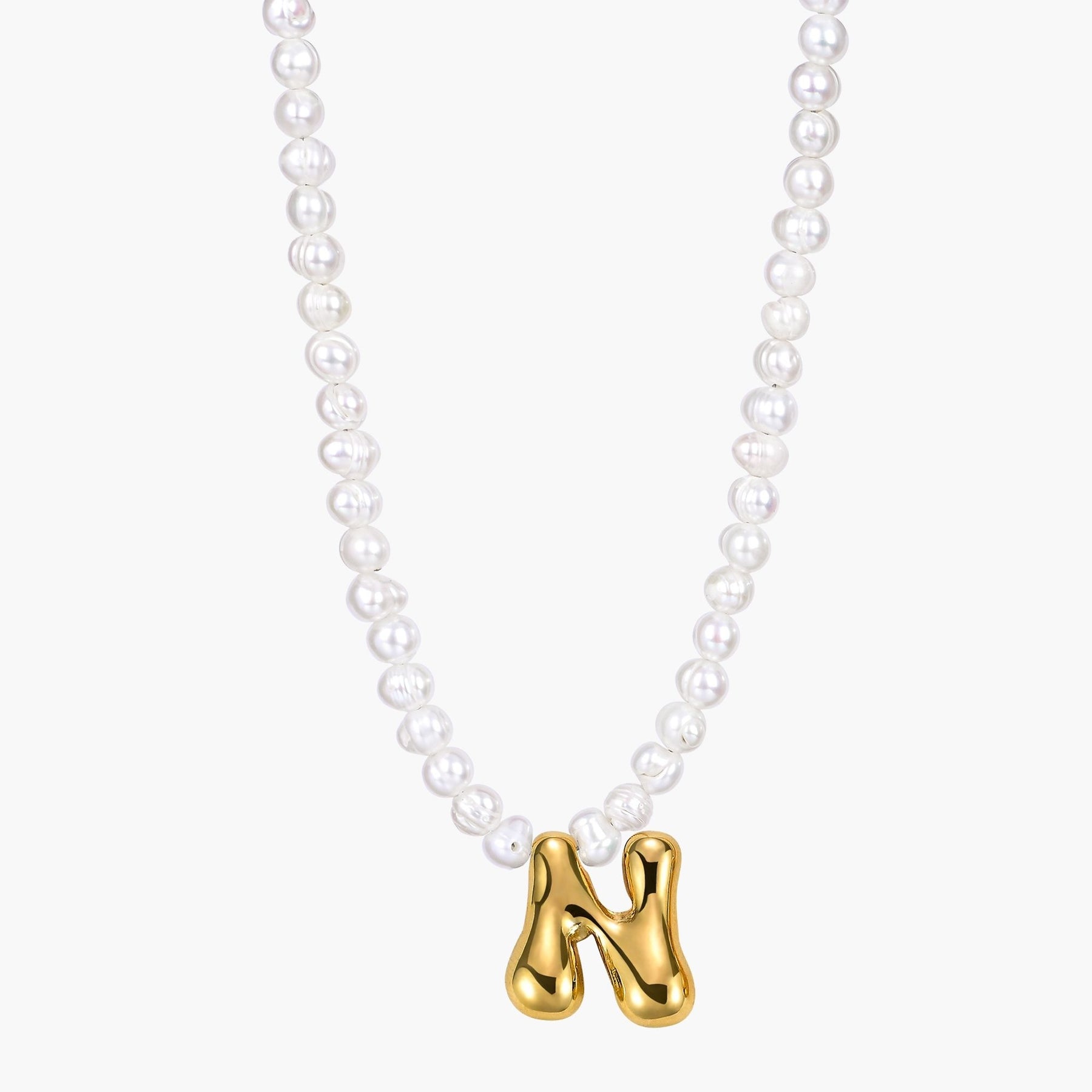 Pearl Bubble Initial Necklace