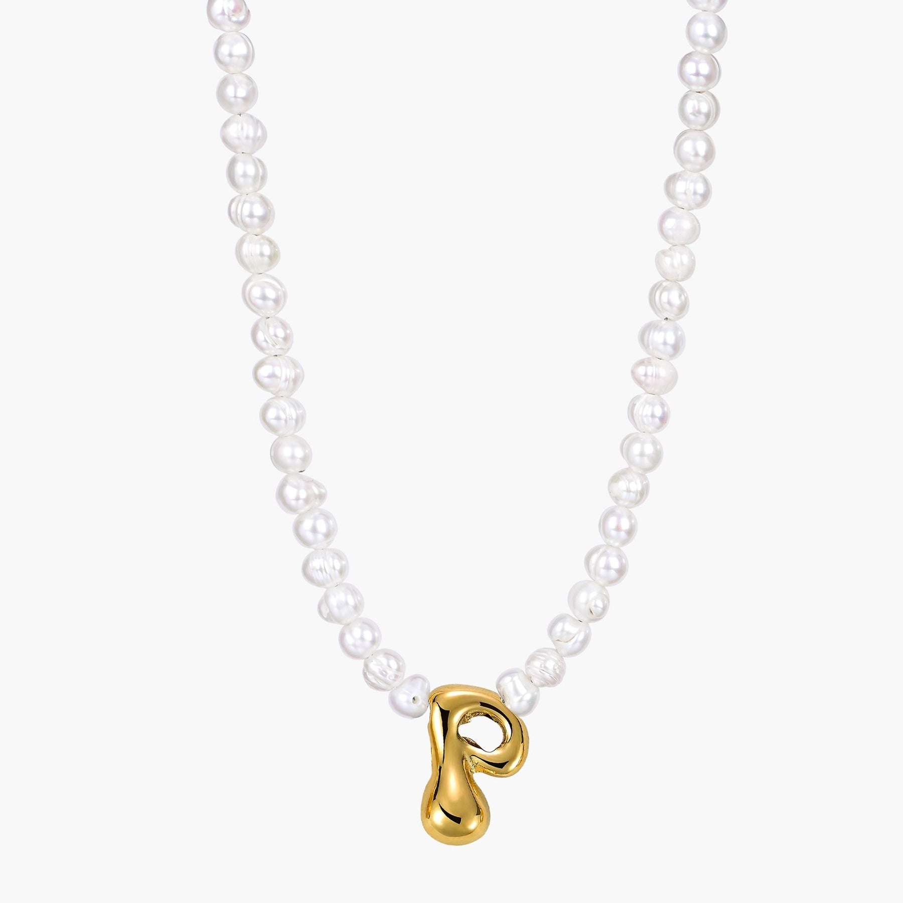 Pearl Bubble Initial Necklace