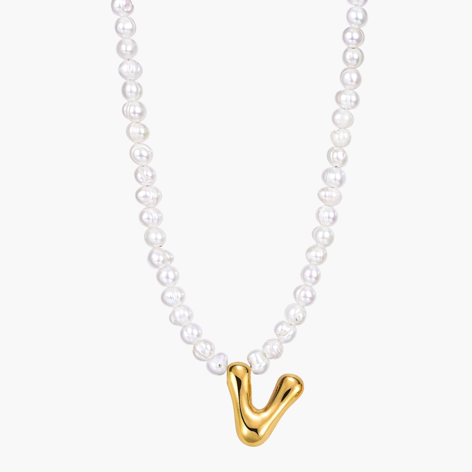 Pearl Bubble Initial Necklace