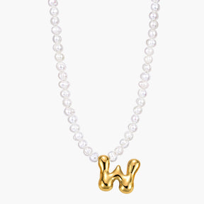 Pearl Bubble Initial Necklace