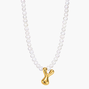 Pearl Bubble Initial Necklace