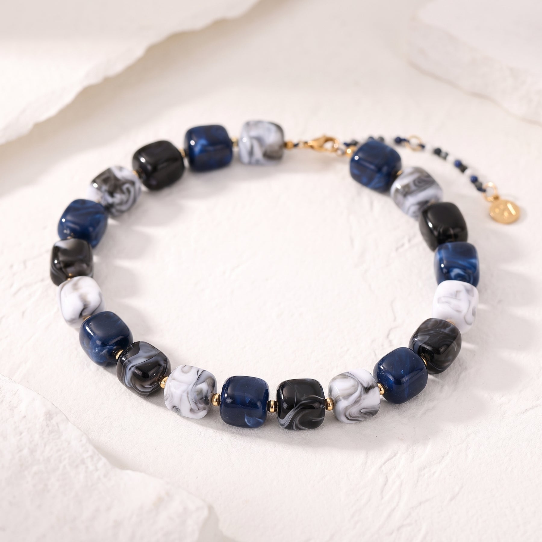 Chunky Square Bead Necklace Earth