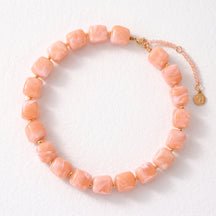 Chunky Square Bead Necklace Marble