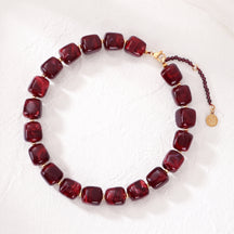 Chunky Square Bead Necklace Brown