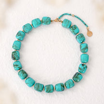 Chunky Square Bead Necklace Rainbow
