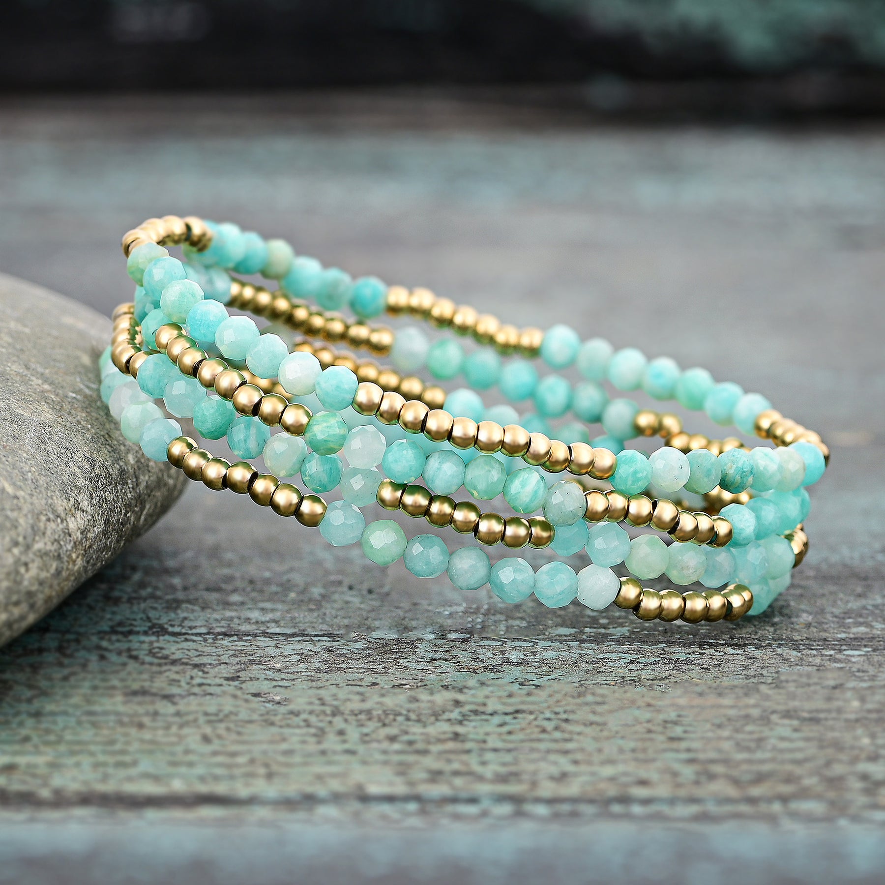 Glowing Amazonite Bracelet Set