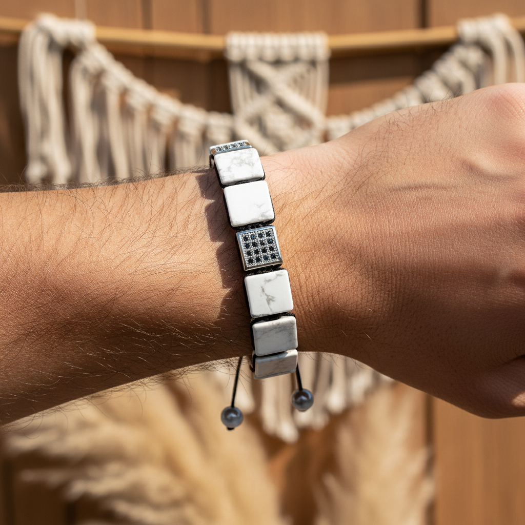 Men’s White Turquoise Bracelet