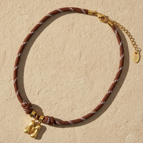 Golden Bubble Letter Rope Necklace