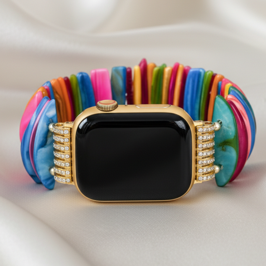 Gold Dopamine Shell Stretch Apple Watch Strap